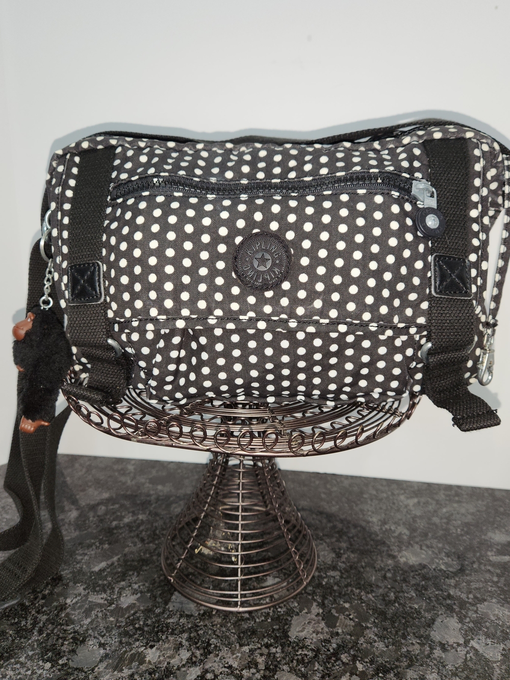Kipling Polka Dot Crossbody Bag in Black & White